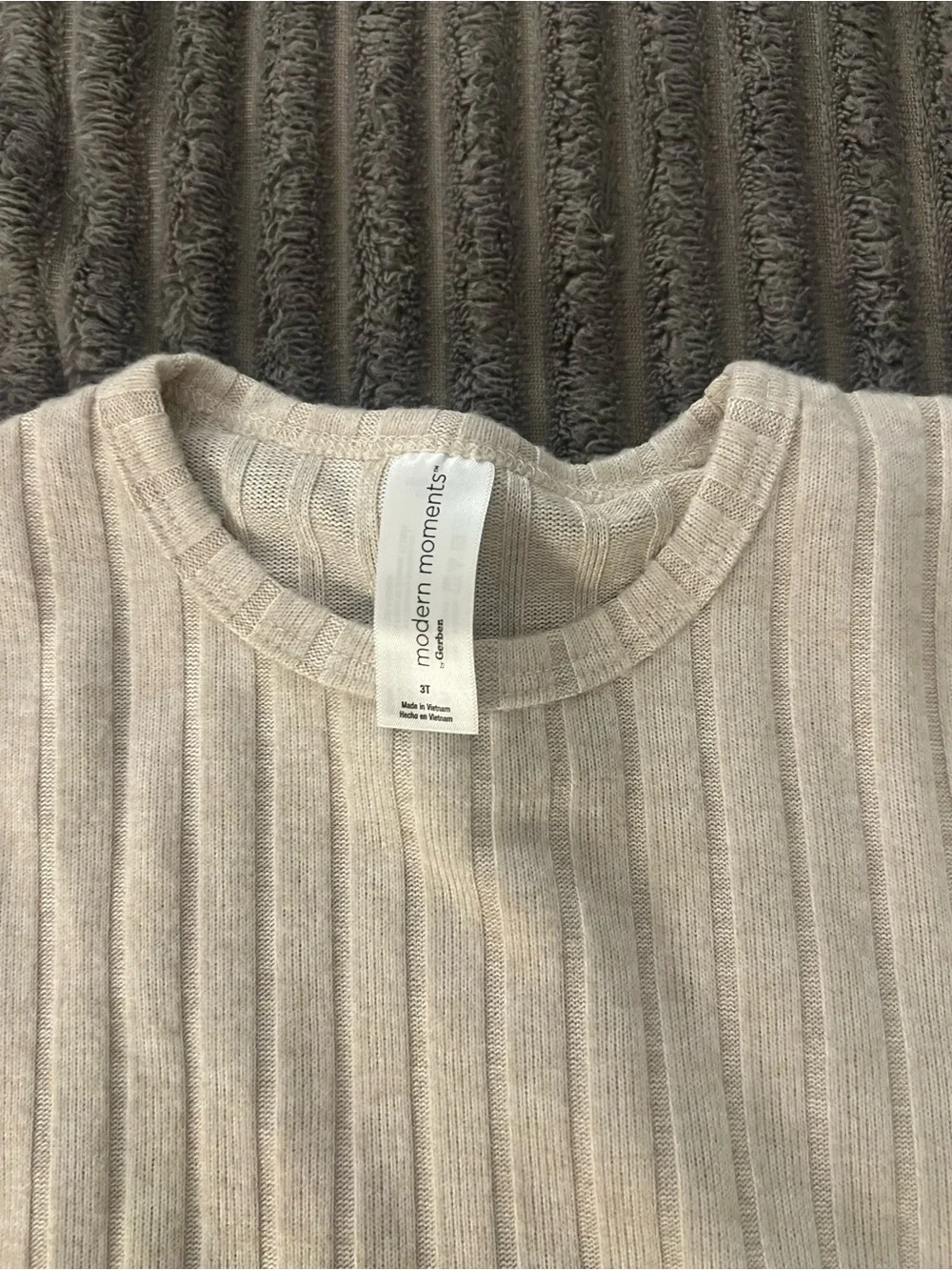 Modern Moments Girls' Cream Ribbed Peplum Knit Top - Cream